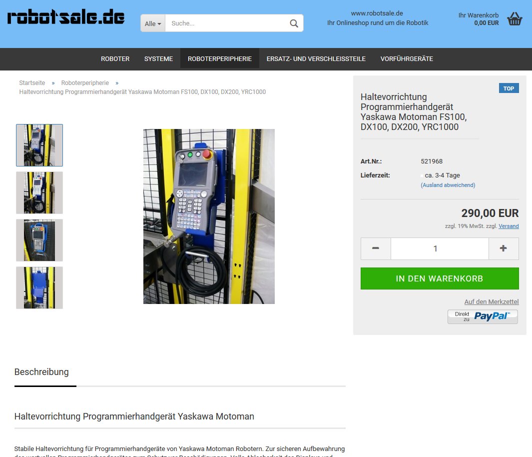 EGS_GmbH's tweet image. #Haltevorrichtung #Programmierhandgerät #Yaskawa #FS100, #DX100, #DX200, #YRC1000 290€ zzgl. MwSt im #Onlineshop: robotsale.de/product_info.p… @robotsale_de