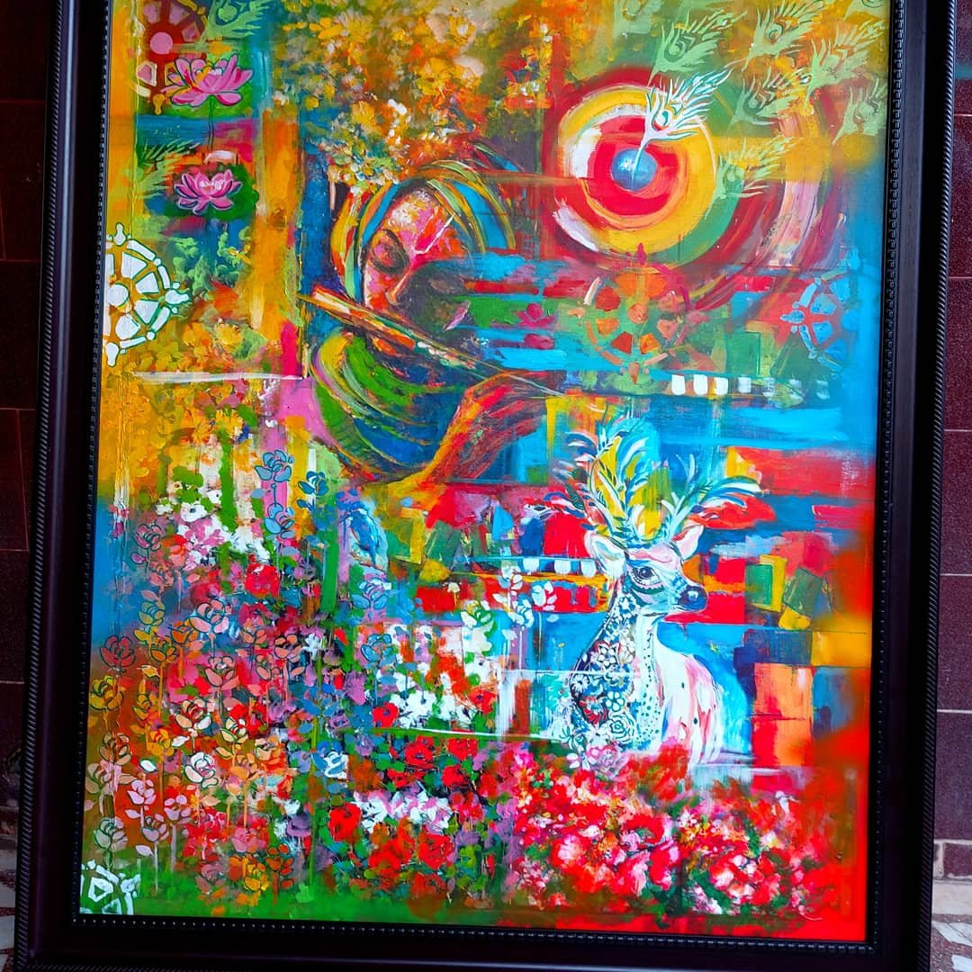 mynameisvenky's tweet photo. My new #painting #lordkrishna #abstract #ktr #BJP #devoter #hinduism https://t.co/xSriO5iosb