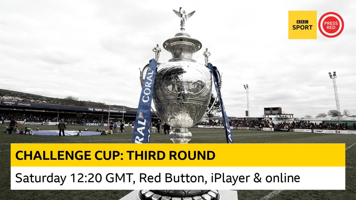 BBCSport's tweet photo. The @rfl Challenge Cup coverage is starting right now!

Will it be another upset for @NWCrusaders?

⏰ 12:20 GMT
💻 https://t.co/Y3TmTnO1zq
📺 Red Button 🚨 

#bbcrl https://t.co/UT7Mrk9f67