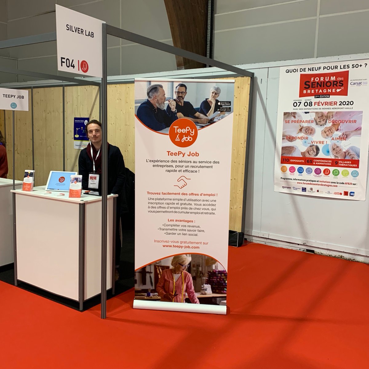 TeepyJob's tweet photo. #Évenement #Forum des Seniors 2020
La Team #TeePy Job est en place pour
⁩ recevoir les visiteurs sur leur stand F04 ! #seniors #silver #retraité #actif #rennes @FDSbretagne https://t.co/49xQ7sNij7