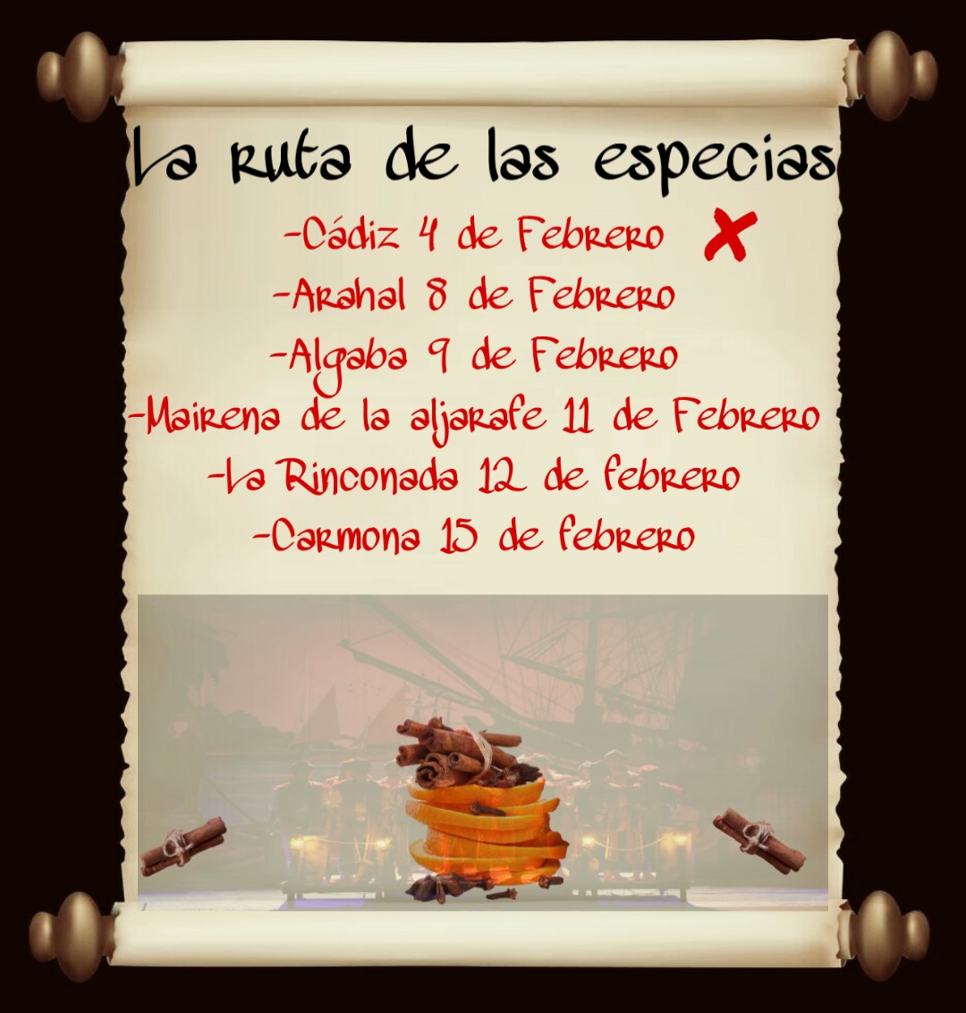 Seguimos la ruta de las especias después de nuestra parada en la tácita de plata, hoy nuestra mercancía será ofrecida en Arahal..... 

El oro será para ti el oro de tu bolsa será todo para mi....