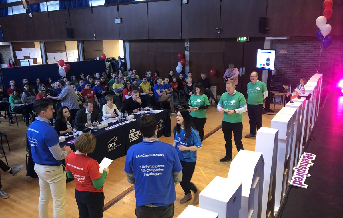 BusinessDCU's tweet photo. View from the stage of @VettersThe team at #AmChamHackers in @DublinCityUni today https://t.co/H4zsywl8jf