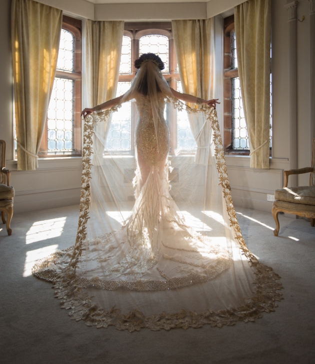 'I wore a custom-made gold beaded dress by Alex Wood Styling with matching #cathedralveil. I wanted something unique to me and totally different' - Real Wedding bride Sara yourcheshiremerseyside.wedding/real-wedding/1… #Gothicwedding #weddingveil #bridalveil

Photo: paulbaybutphotography.com