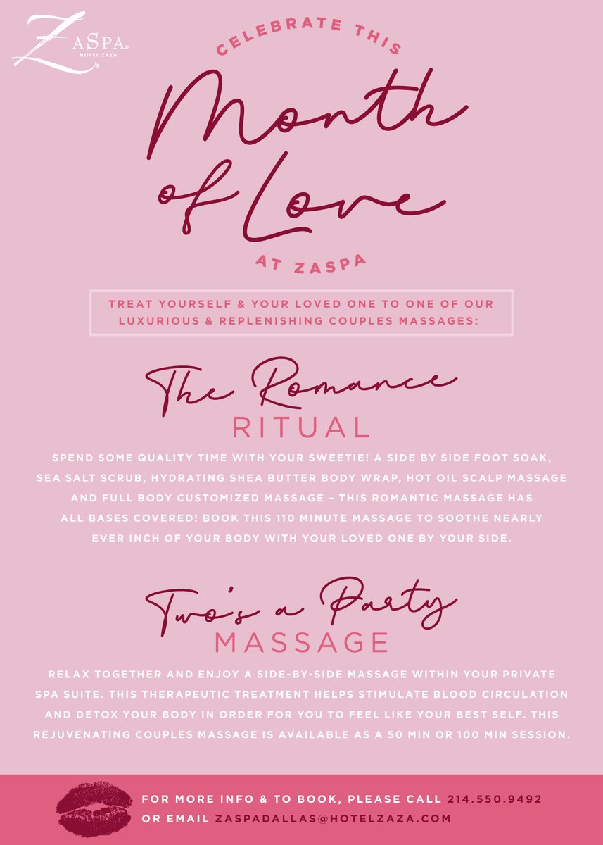 Ready for a #zaspa month of love? Explore our romantic treatments and more here: bit.ly/dallaszaspa.