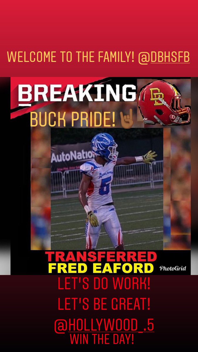 breakawayspeed2's tweet photo. WOW This Is BIG NEWS! Welcome To The Family! @dbhsfb Can’t Wait To Coach You! Let’s Be Great! #RIZE #WinTheDay #BucksFootball #BuckPride🤘🏾#N.W.O #RouteEmUp #CatchEmAll #WRTech #B.A.Sports #DaybDay🏗 #CommitToTheProcess https://t.co/rD0WFcYyon