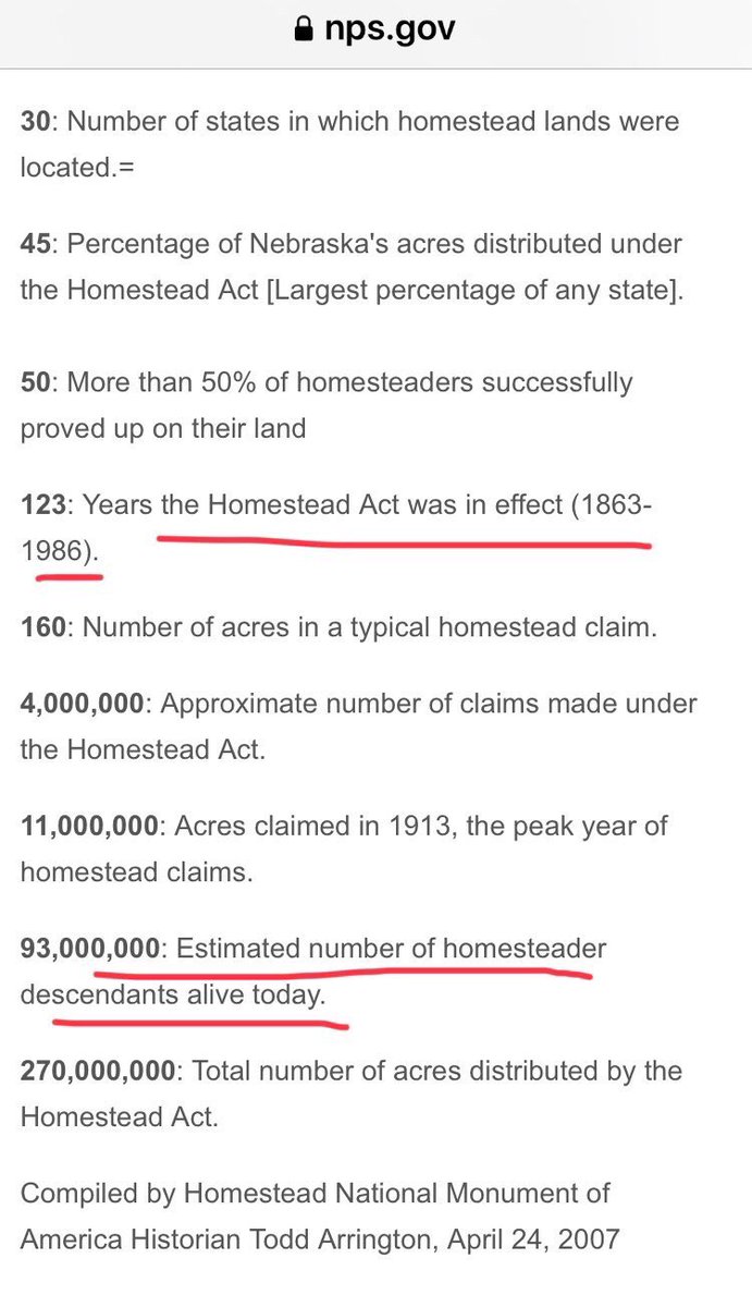 93M White Americans got FREE Land through the #HomesteadAct which was an act of #Congress & Big Gov while #ados were funneled into concentrated poverty! Never let anyone tell you #BootStrapism / #Do4Selfism will solve your problems! pic.twitter.com/vYe0L83mUx