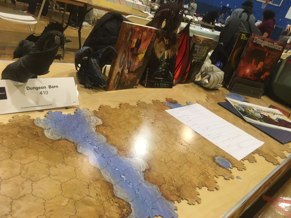 OfVinlar's tweet photo. Dungeon Born is at FanfaireNYC 2020 setting up station, and getting ready for game sessions called Skellos. We’re at the Gym and the 6th Floor! https://t.co/SA0aWf47kC