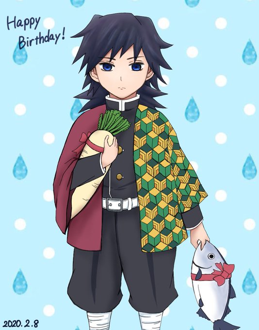 カエデさんがTwitterに投稿した冨岡義勇(鬼滅の刃)のイラスト。