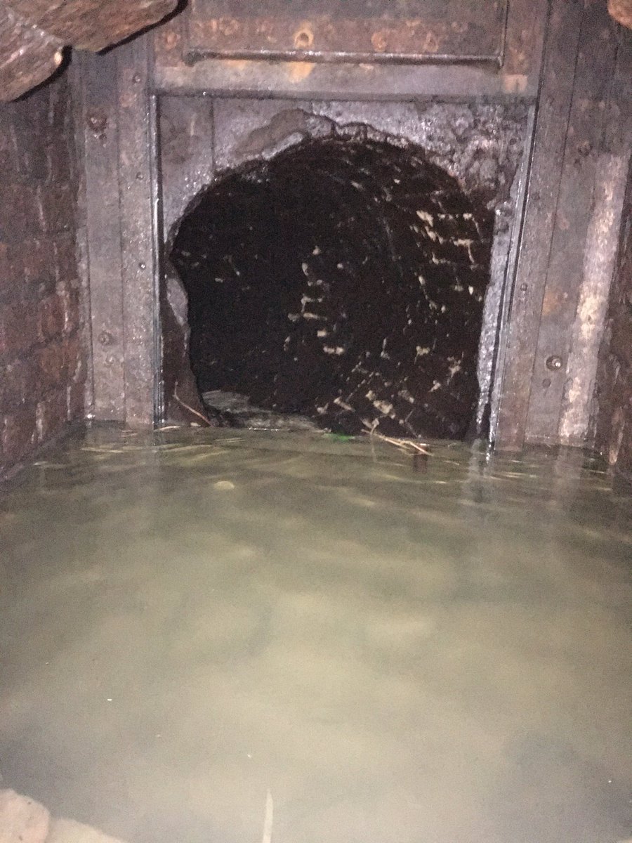 This is what a paddle looks like when it is open. There would normally be water running through this. But Foxton locks have been dewatered for winter works