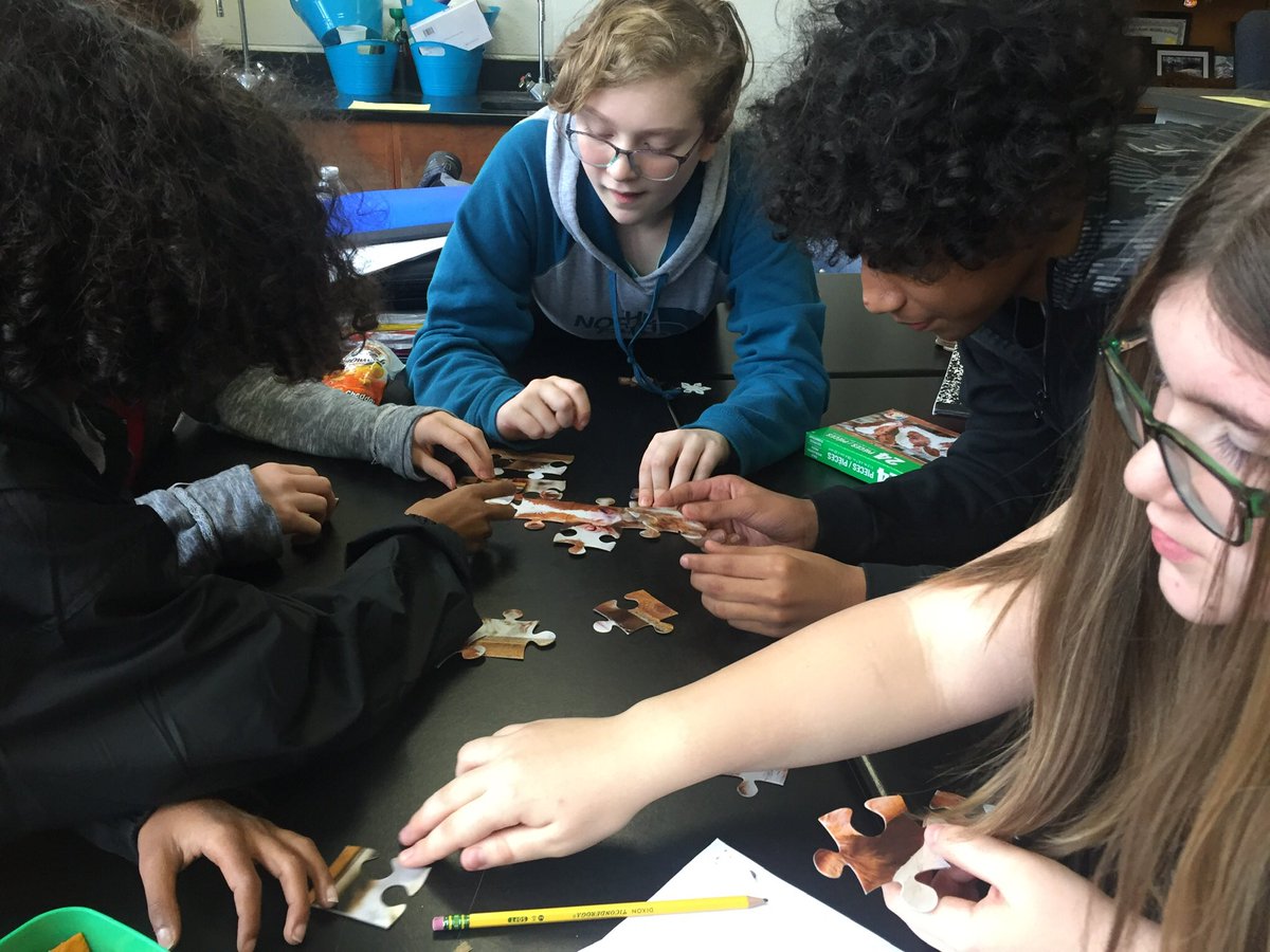 DonnaAbrams01's tweet photo. How is a jig saw puzzle like DNA?  #teamwork  #everystudentengaged  #pamsjourney2020 https://t.co/DGyqPjJydb