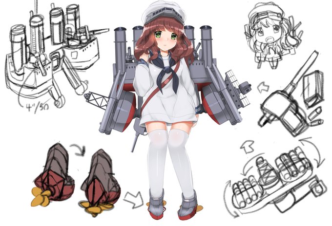 久々にオリジナル艦娘のデザインの遊び～アメリカのクレムソン級の駆逐艦です。 