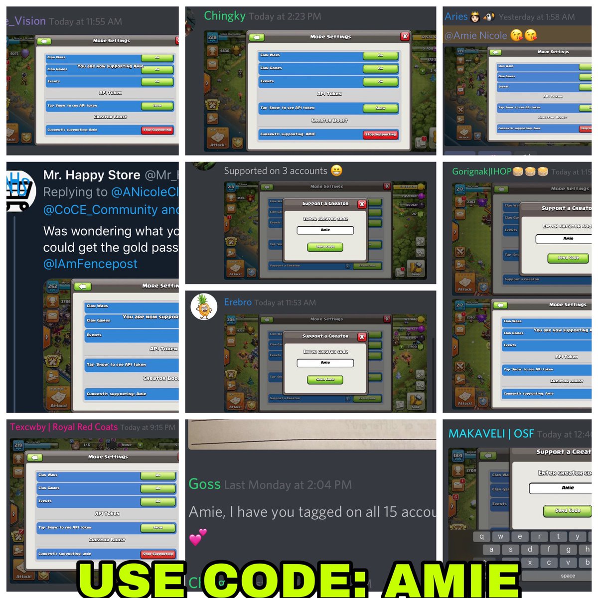 These are just a few of the people who are doing it right, and one of them just banked themselves a gift card for using code Amie! Congrats to <a href="/TexcwbyGaming/">Texcwby</a>!  #UseCodeAmie