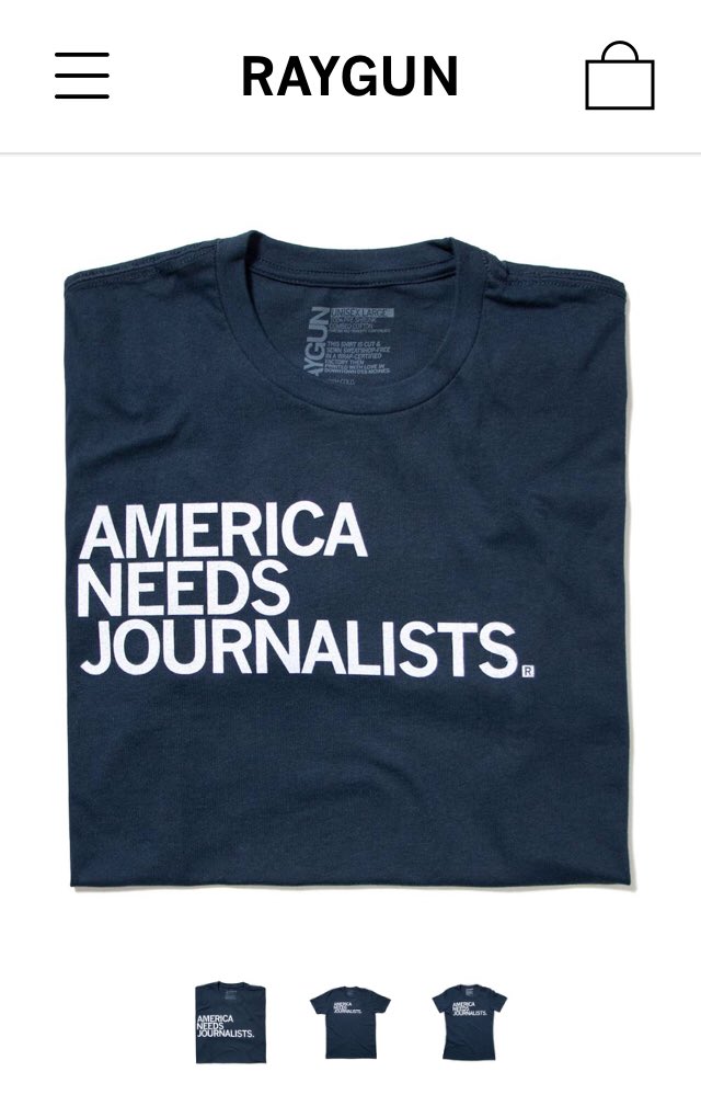 colleenslatt's tweet photo. I am on board Raygun’s “America Needs Journalists” effort and its support of local journalism. Just purchased a t-shirt of my own 😏 #gomidwest https://t.co/jgIwd8S6Oz