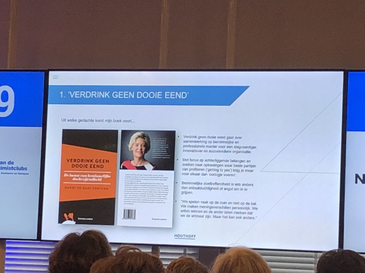 Sor_SorgeLoos's tweet photo. ‘Verdrink geen dooie eend’ van Marry de Gaay Fortman over o.a.beminnelijke doeltreffendheid voor een slagvaardige en doeltreffende succesvolle organisatie. #Besturenmetlef #TopSoroptimisten https://t.co/Cf4BClLB06