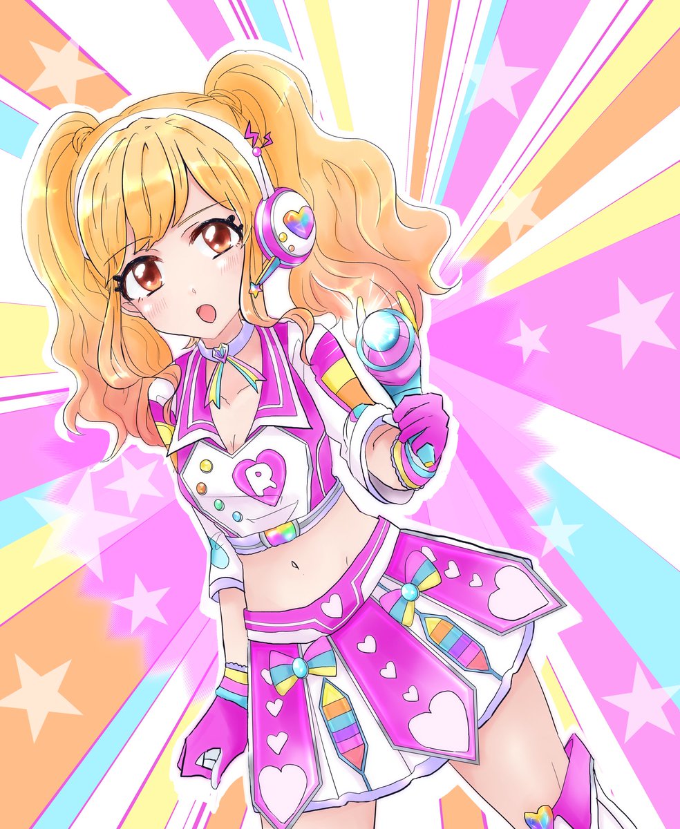 1girl solo twintails blonde hair skirt midriff idol  illustration images