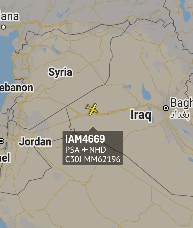 is_keelu's tweet photo. Italian Air Force 
Lockheed C-130J-30 Hercules 
Spotted over #Iraq 

#IAM4669 #MM62196 https://t.co/Hn5nsqTsPc