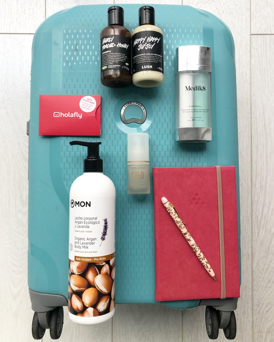 Ready to fly <a href="/TurkishAirlines/">Turkish Airlines</a> w my <a href="/DelseySpain/">DELSEY Spain</a> &amp; my travel essentials: <a href="/Six_Senses_/">eSimless</a> notebook &amp; <a href="/TheLanghamHotel/">The Langham Hotels & Resorts</a> pink pen, local Asian simcard by <a href="/holafly_com/">Holafly | eSIM</a>, honey shampoo &amp; happy conditioner by <a href="/LushSpain/">Lush España</a>, <a href="/officialmedik8/">Medik8</a> serum &amp; <a href="/PARAISOCOSMETI/">PARAISO COSMETICS</a> eyes contour #GraupixBangkok