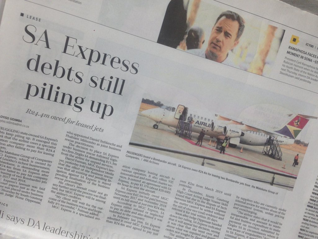 SpaethFlies's tweet image. Another blunt example of wrong and ignorant photo selection by #SouthAfrican media today. Story about #SAExpress, visual of totally different airline @Fly_Airlink @onanotherplane