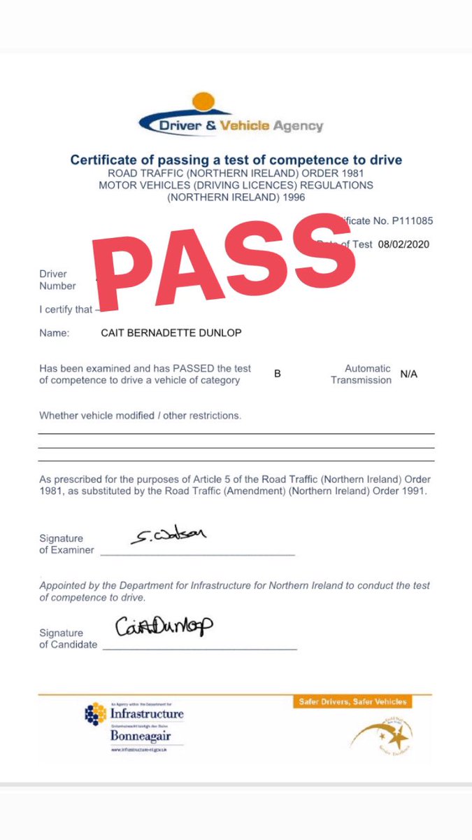 lessonsderry's tweet image. ⭐️⭐️CONGRATULATIONS⭐️⭐️    To @caitdunlop143 passed her driving test today 🚗💨💨💨