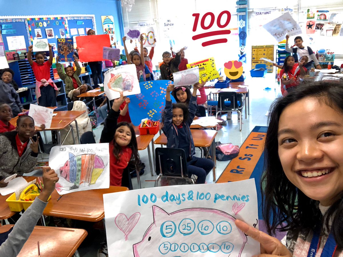 MsBZheng's tweet photo. for 100 days of math, we put 100 more pennies in our piggy bank, to celebrate 100 days smarter! #100DaysOfSchool https://t.co/ne29PwSaTW