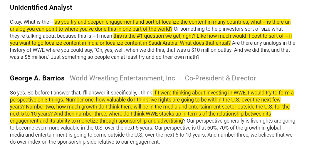 Three things you need to think about to invest in  $WWE (George was fired ~three weeks later)