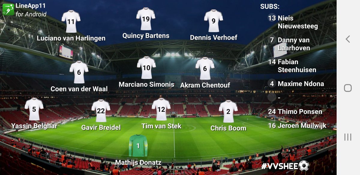 vvsliedrecht1's tweet photo. Met nog een paar minuten voor aanvang van de thuiswedstrijd tegen @vvheerjansdam hierbij de opstelling:
#vvshee #wegotamission #1steklasseC https://t.co/7cM4IskO4s
