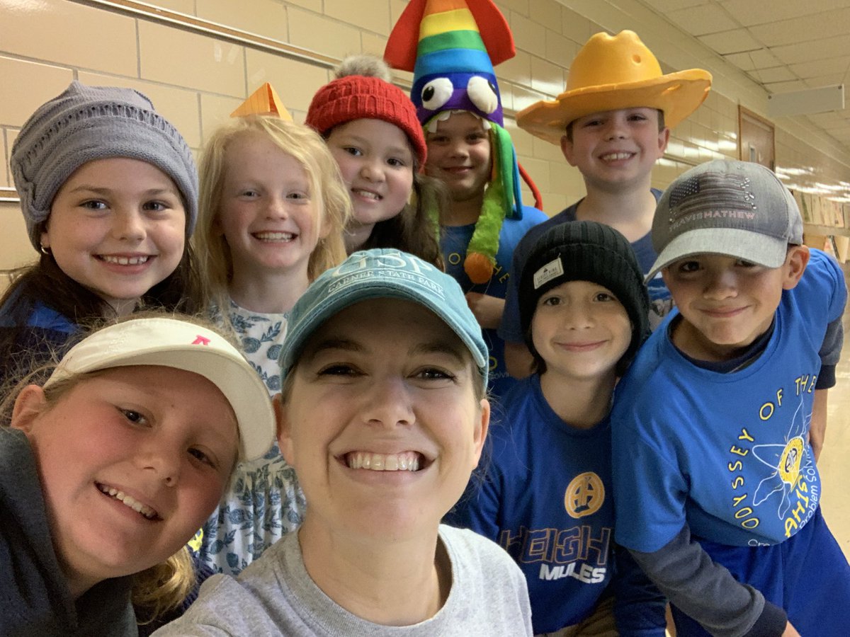 HAT DAY to support OM. My favorite day of the year, besides pajama day 🙌🏼 <a href="/WoodridgeElem/">Woodridge</a>
