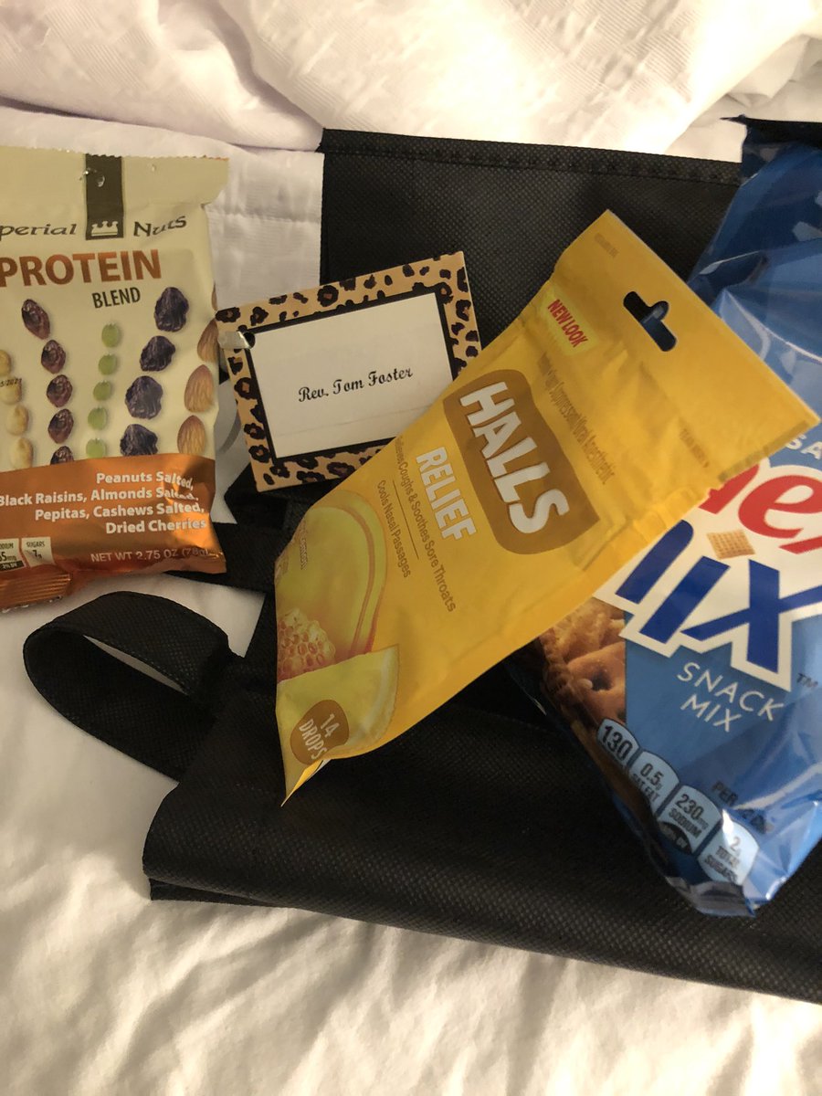 DavidMyersJD's tweet photo. The moment when you realize you have someone else’s hospitality bag.  Loving the ministry of @Pastortomfoster and @akbounds at #systemsandstrategies @COPJax https://t.co/qPtX3WpMMj