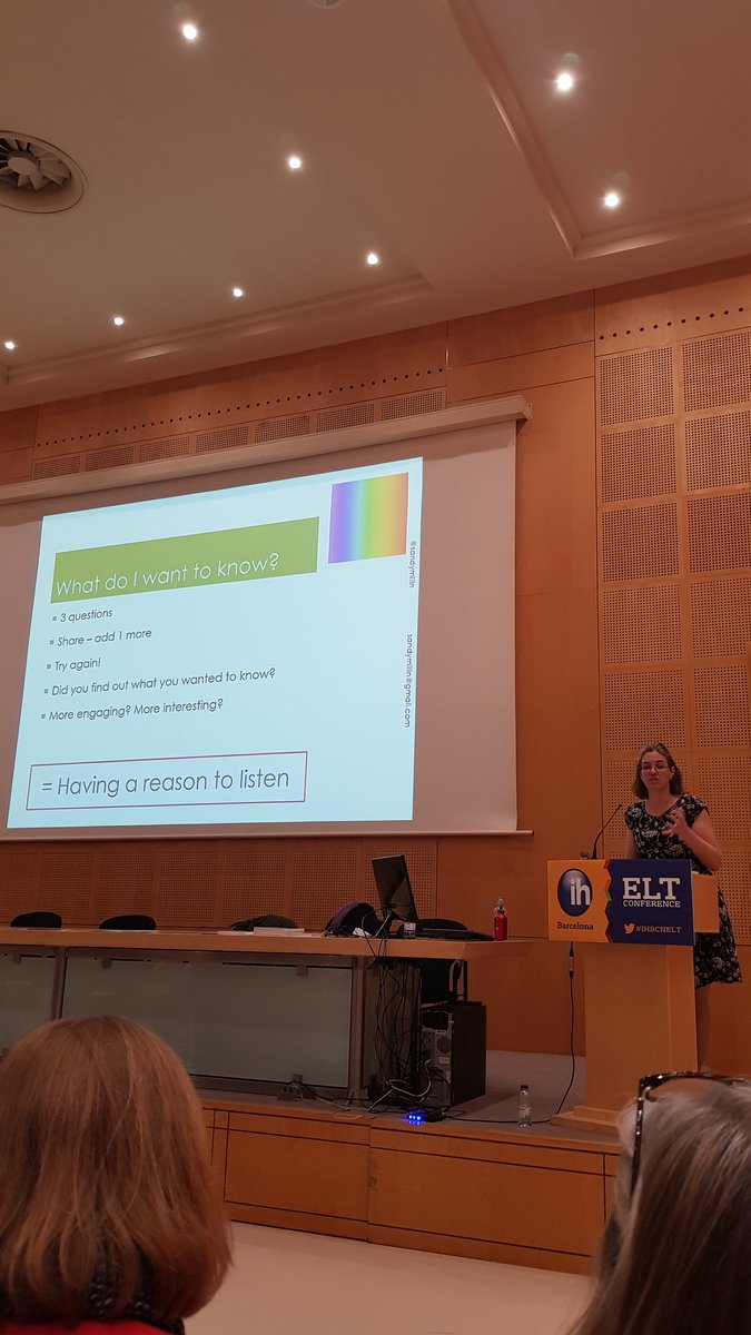 whatiselt's tweet photo. @sandymillin telling us that speaking activities are more meaningful when students have a reason to listen to each other rather than just "speaking at each other" #ihbcnelt
#elt #tesol #tefl #efl #esl #esol #tipsforteachers #teachingenglish #englishteaching https://t.co/SRehHfAnkn