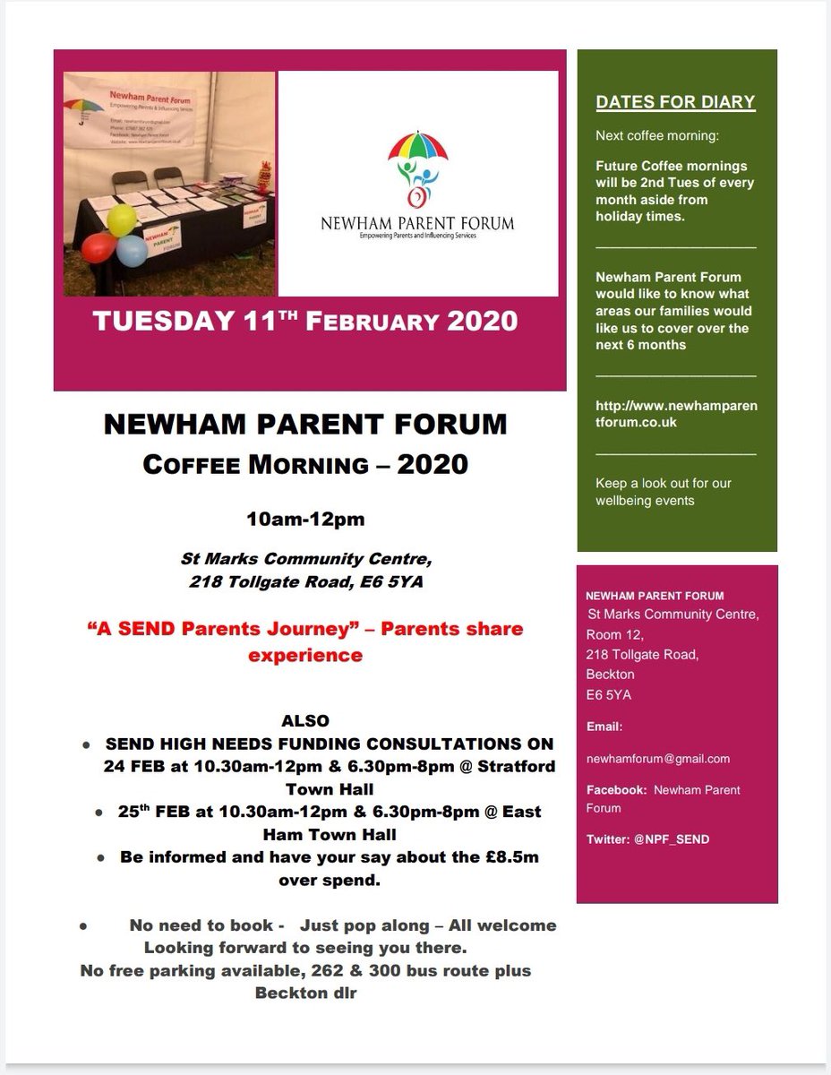 Newham Parent Forum (@npf_send) on Twitter photo 