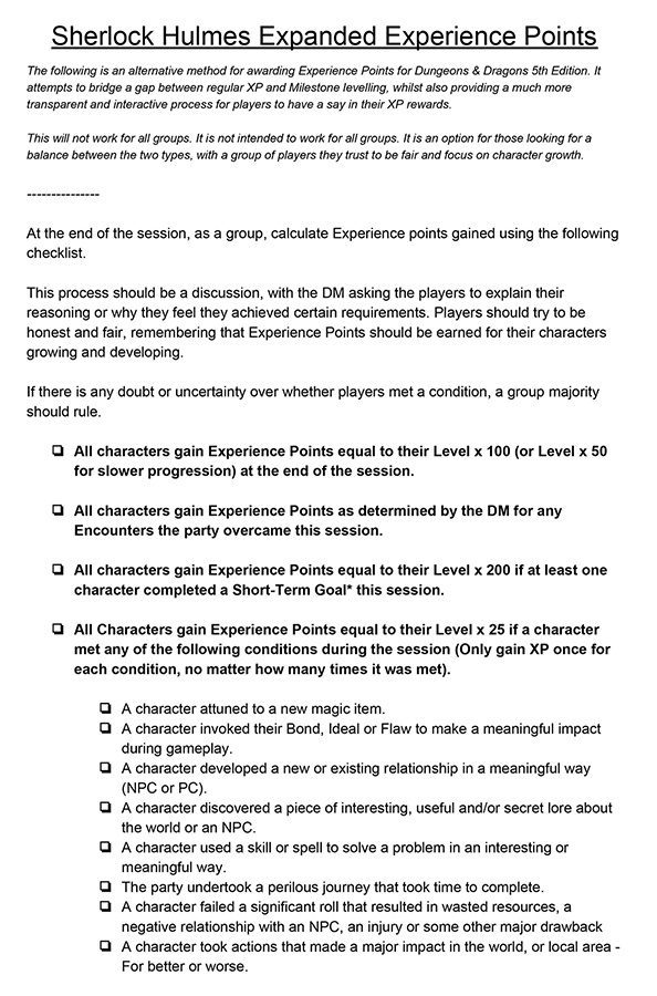 Mark Sherlock Hulmes Last Week I Began Trialling A New Xp System For Highrollersdnd That Tries To Give More Transparency For Players Award Xp For Things Outside Of Combat