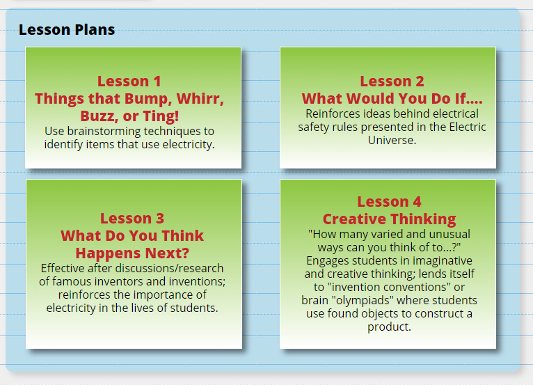 Teachers safety lesson plans graphic,  Electric Universe website? #SafetySaturday kids
