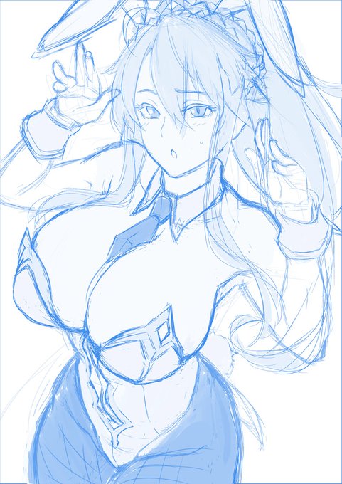 下描きのやつをブルーにしたら何となく良い感じ?になったので 