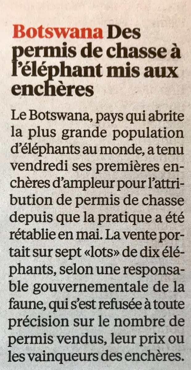 OuchikhKarim's tweet image. Des lots d’éléphants à chasser mis aux enchères au Botswana !

La France se grandirait en prenant l’initiative d’une condamnation internationale visant à contraindre ce pays enclavé de l’Afrique australe à renoncer à ce massacre programmé.