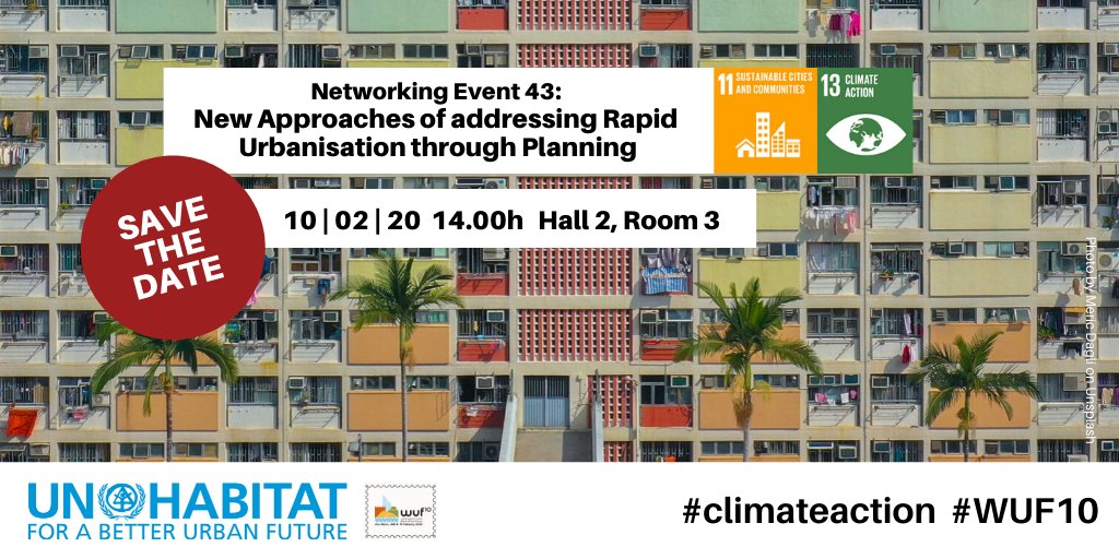 P4CAction's tweet photo. The networking event 43 will be an exciting discussion on #rapidurbanisation and #planning. We have invited many actors and are looking forward to your perspective on #ressourcemanagement and #development. See you at #WUF10. #SDG11 #SDG13 https://t.co/C0L4CKtVTQ