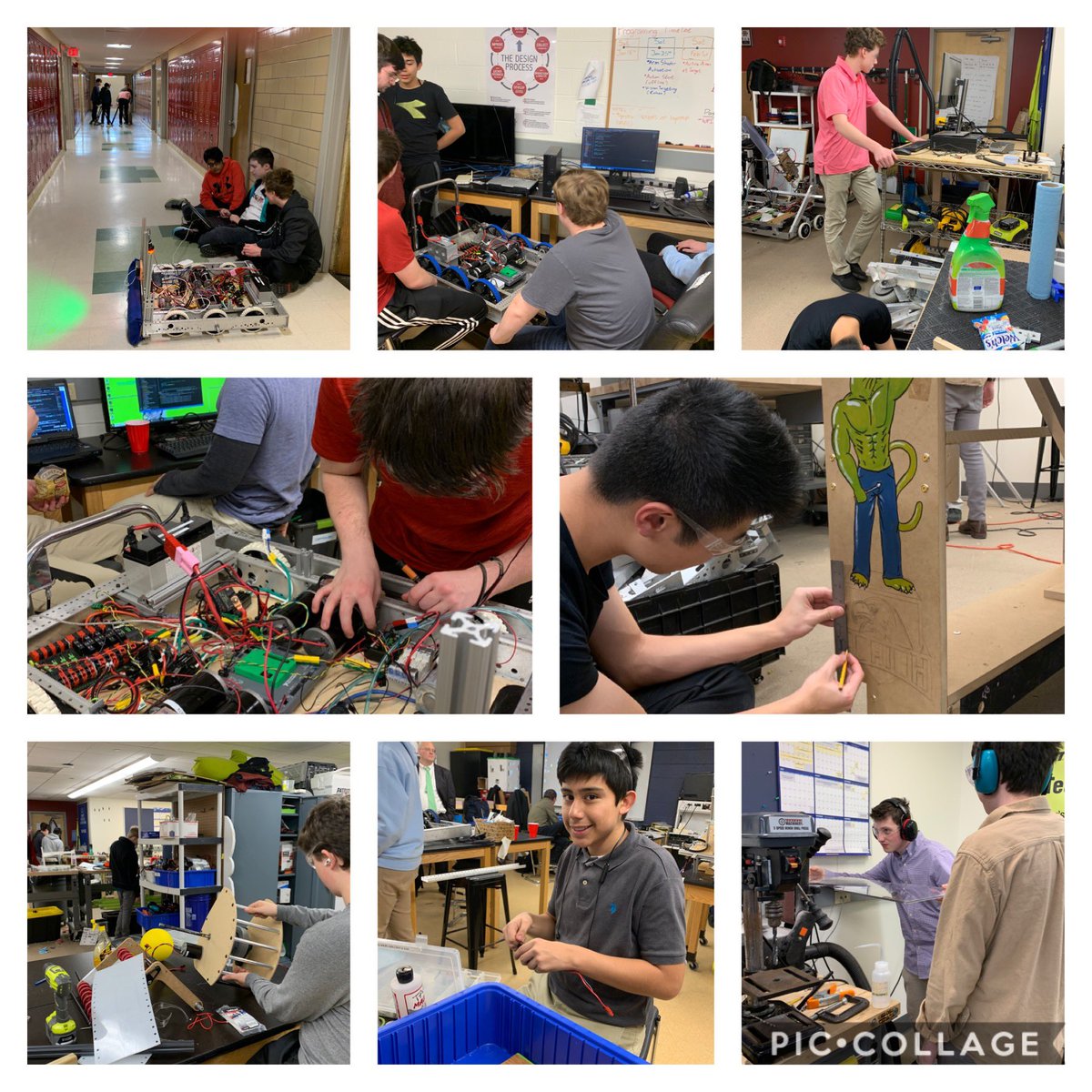 FRC3958's tweet photo. Typical Saturday for Schrödinger’s Cat...Teamwork makes the dream work! #omgrobots @NEFIRST @BCHigh @FIRSTweets https://t.co/SDh9ahwQVR