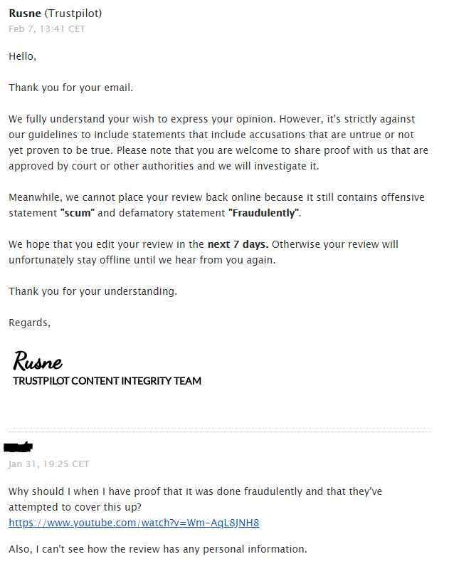 stackdown's tweet photo. @Trustpilot So in other words, people can only write positive reviews, any negatives can be taken down unless supported by court approved evidence? https://t.co/7mGjlNDeLb