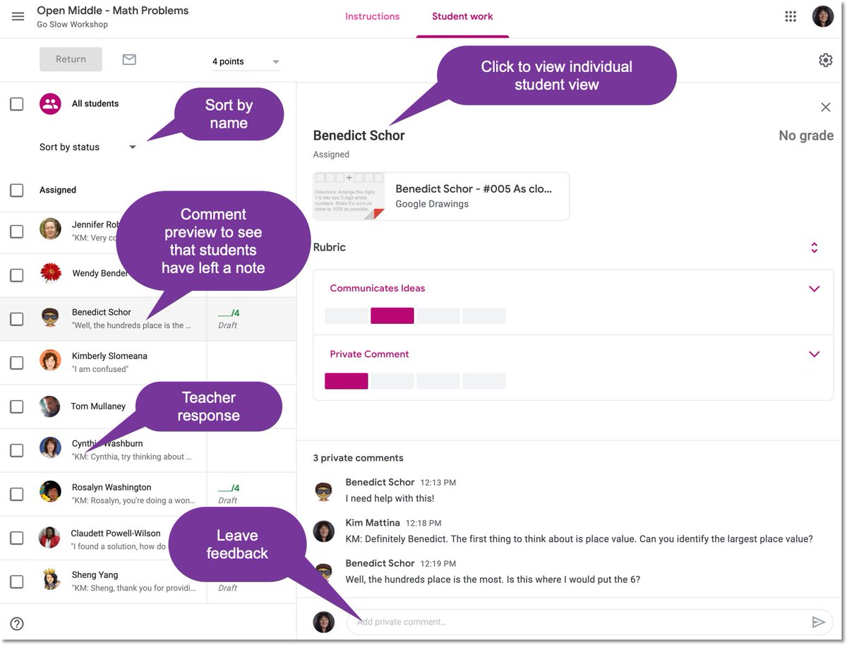 alicekeeler's tweet photo. HANDS DOWN the best feature of #googleClassroom is the PRIVATE COMMENTS and have CONVERSATIONS with students. https://t.co/5jReXClBsq  #googleEDU