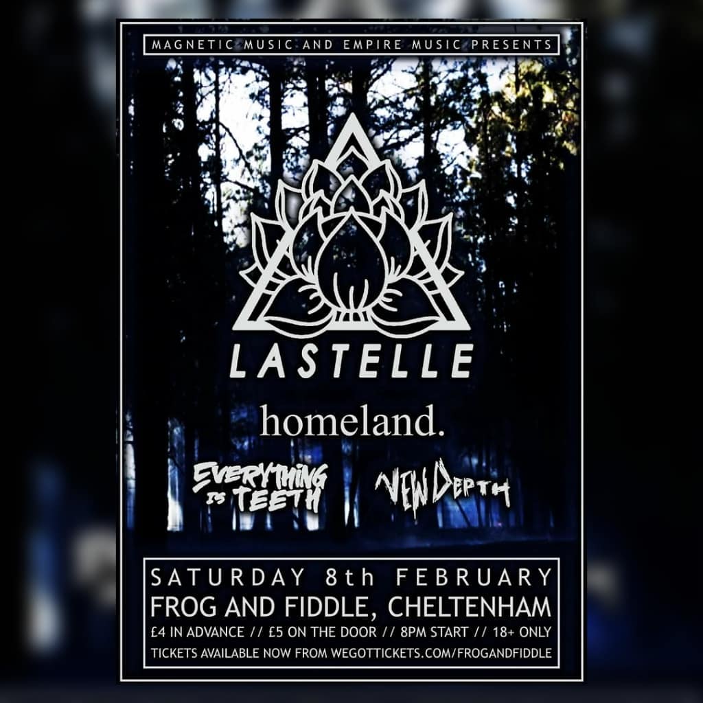 LASTELLEBAND's tweet image. Experience LASTELLE.

Tonight, Cheltenham @FrogAndFiddle with @ThisIsHomeland @NewDepth_ &amp;amp; Everything is Teeth.