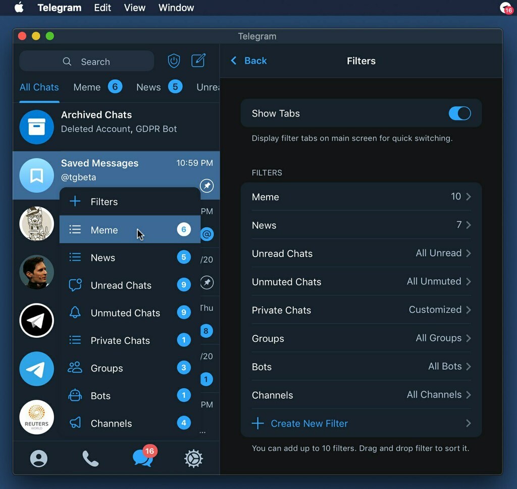 Telegram Beta News tweet media