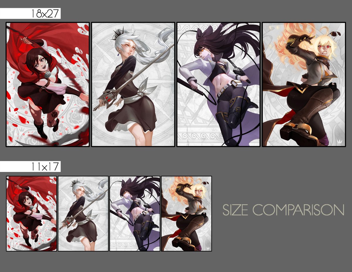 Hunters and Huntresses! An opportunity has arisen for you!
To Celebrate the end of #RWBY Season 7 for a limited time get:

4 RWBY Huntress Posters(18x27 LARGE Size) &amp; Free Pyrrha!
OR
Weiss Schnee Fabled Tribute Poster(18x36) &amp; Free Pyrrha!

https://t.co/xB1Hx50MZq

#RWBYV7 