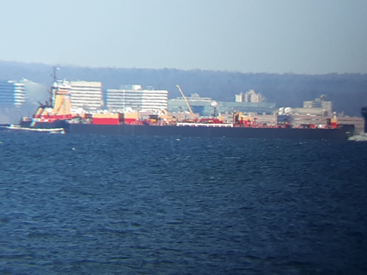 freightboy1's tweet photo. #ATB #tugboat #barge combo NICOLE LEIGH #REINAUER loaded upbound Perth Amboy to Boston, on #LI_Sound w #Stamford in the background https://t.co/LAN4Hcjsgs