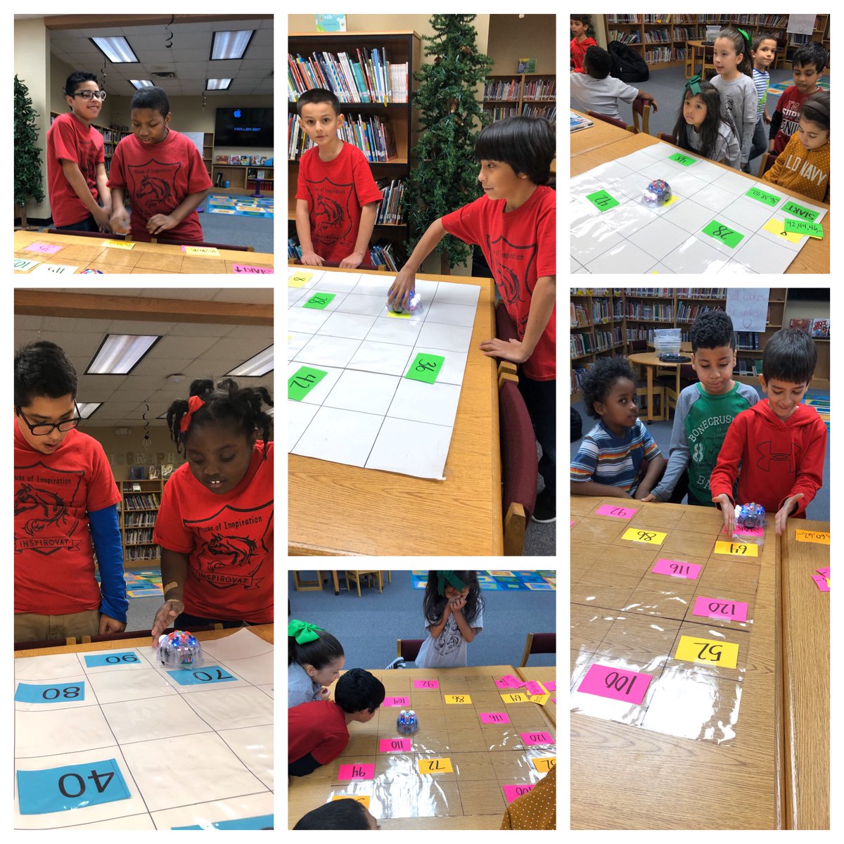 Coding with #beebots with Ms. Barker’s class and <a href="/Katy527Thompson/">Katy Thompson</a>’s first grade. 🐝❤️ #pirrunglibrary #pirrunginspires #misdlibraries