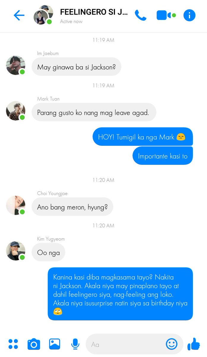 166:~anong klase kayong mga kaibigan??? The gc's name is: FEELINGERO SI JACKSON #MarkJin