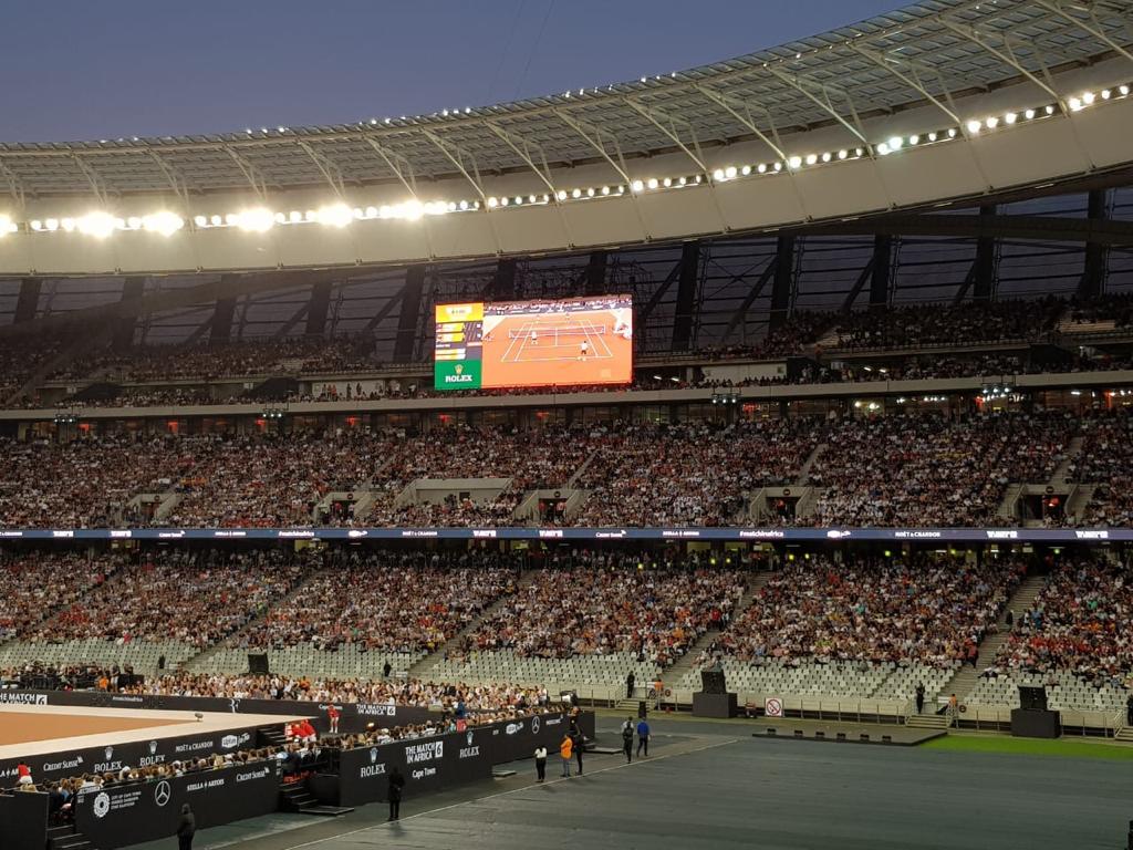 Megapro_SA's tweet photo. Great work by the Megaview team yesterday at "The Match In Africa" between two tennis legends - Roger Federer and Rafael Nadal. #LED #Screens #TheMatch #CapeTown #Tennis https://t.co/stqrlkj7GU