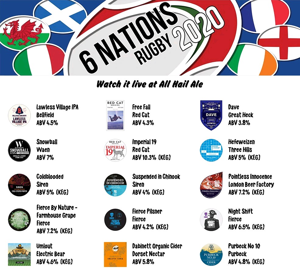 On the bar today! Beer Board: goo.gl/g9kvqt #6Nations @TheBellfield @RedCatBrewing @GreatHeckBrew @SuetheBrew @threehillsbrew @SirenCraftBrew @fiercebeer @ED_CAMRA #RealAleFinder #allhailale