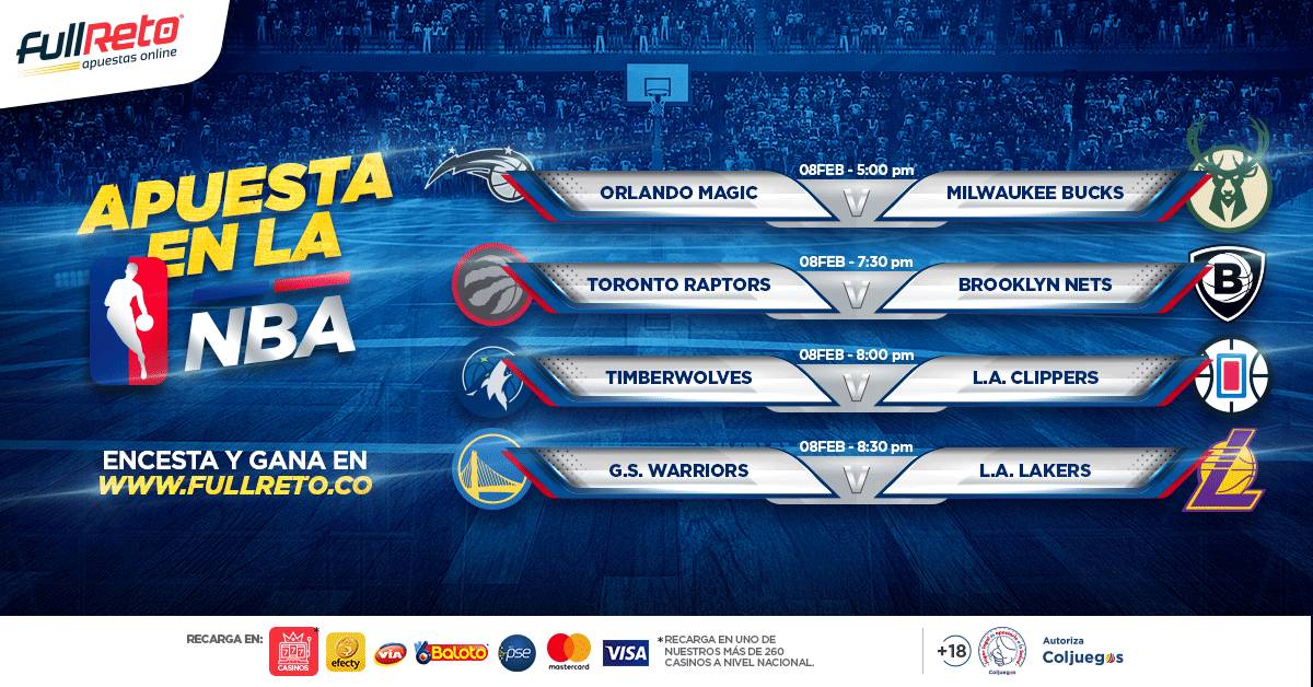 FullReto's tweet photo. Los retadores encestan y generan las mejores ganancias en la NBA, es tu momento de unirte al reto solo aquí en https://t.co/8MA72VXGS9 ¡Apuesta ya! 🏀⛹🏾‍♂

#NBA #EEUU #Encesta #Gana #Magic #Bucks #Raptors #Nets #Timberwolves #Clippers #Warriors #Lakers https://t.co/BQeOmfsICH