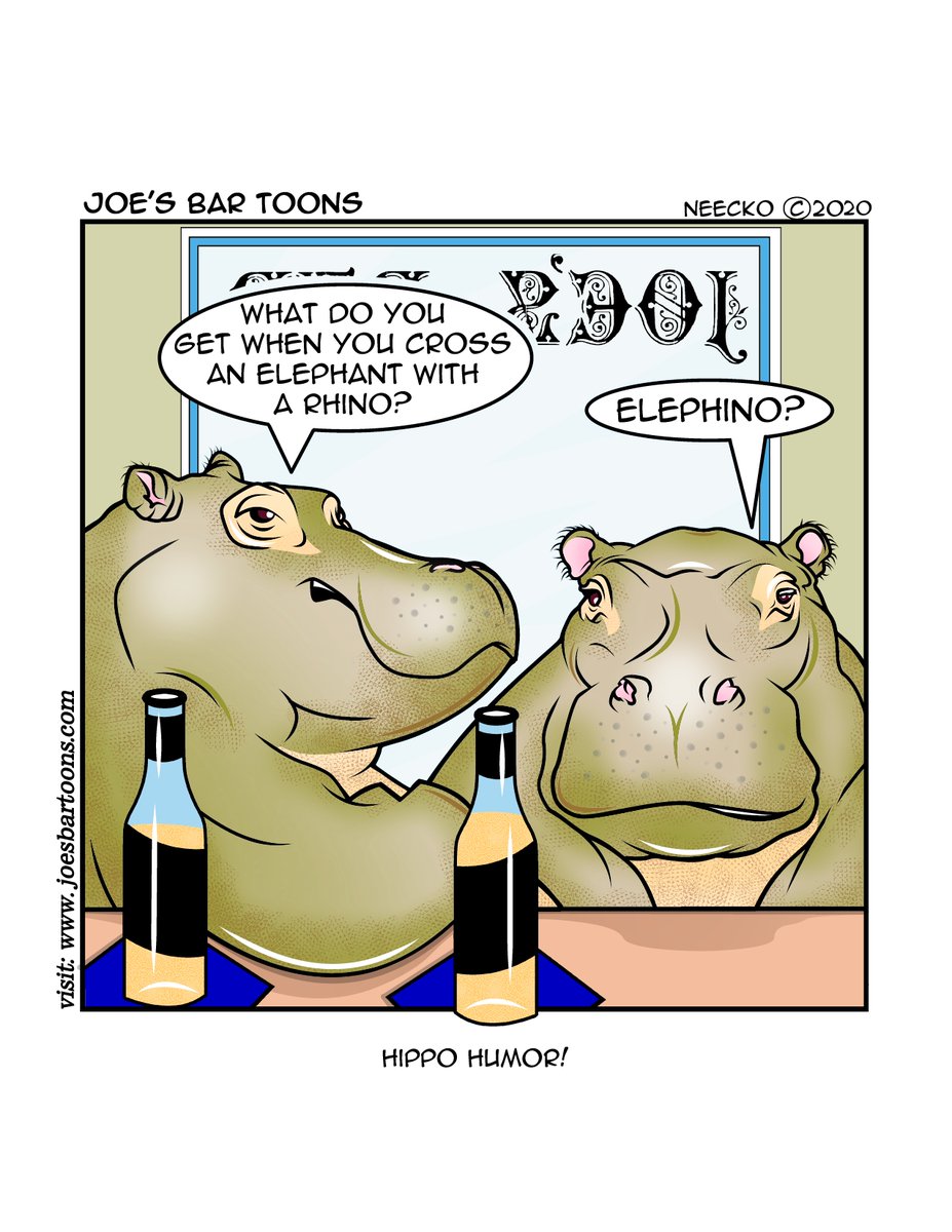 JoesBar12's tweet image. 2days Joe's Bar Toon celebrates World Hippo Day! Pass it on with a ReTweet and a Follow! Cheers Neecko #lol #beer #SaturdayMotivation #SaturdayThoughts #MorningJoe #hippo #SaturdayMorning #craftbeer #comics #webcomics #hellifiknow