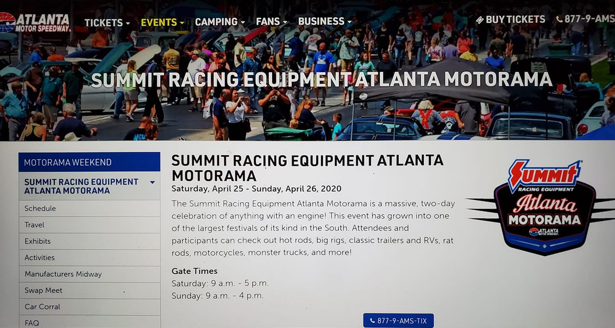 DrChrisR's tweet photo. #amsupdates -Just registered for the 2020 @SummitRacing Atlanta Motorama to be held at the Atlanta Motor Speedway in April. This is an EXCELLENT event!!πΊπΈππ€ https://t.co/dncuQiBXcK