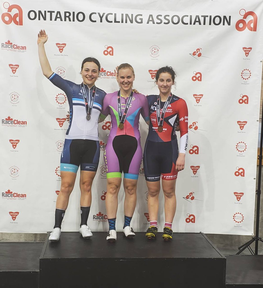 ontariocycling's tweet photo. #OCUP3 Women's A and B scratch race podiums. https://t.co/aSzXFwHTSn